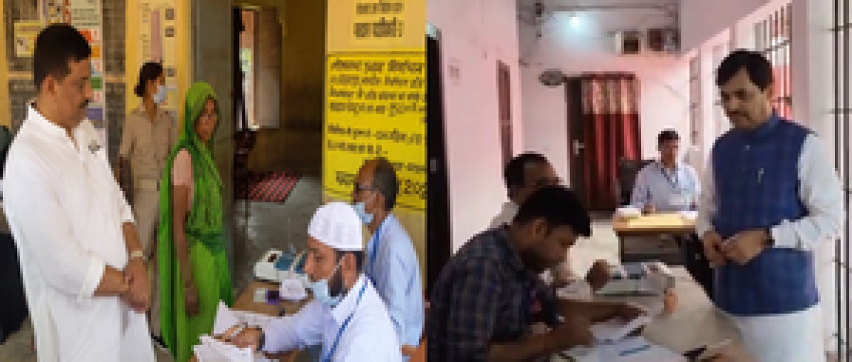 बिहार : जदयू के सांसद संजय झा और पूर्व मंत्री शाहनवाज हुसैन ने किया मतदान