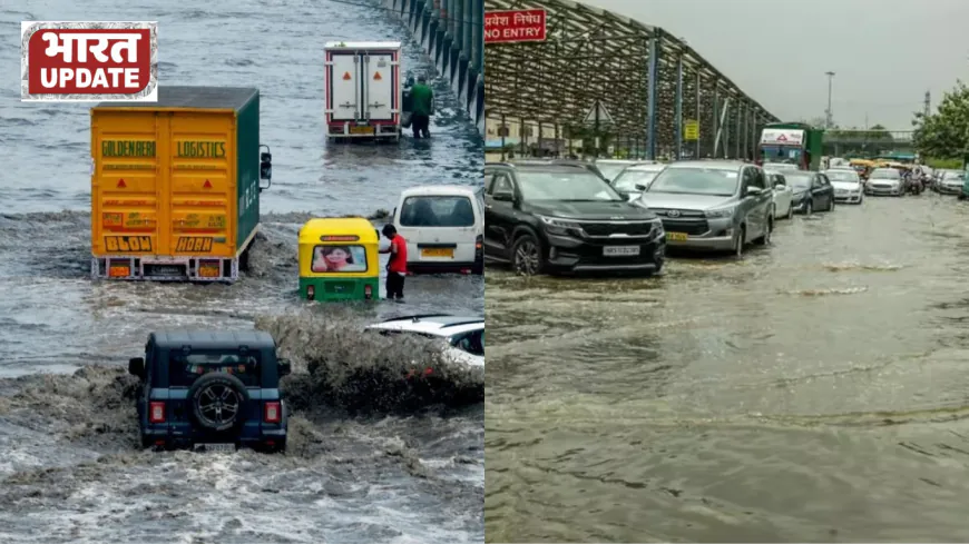 Gurgaon में भारी बारिश के कारण शहर में जलभराव की स्थिति बन गई है।